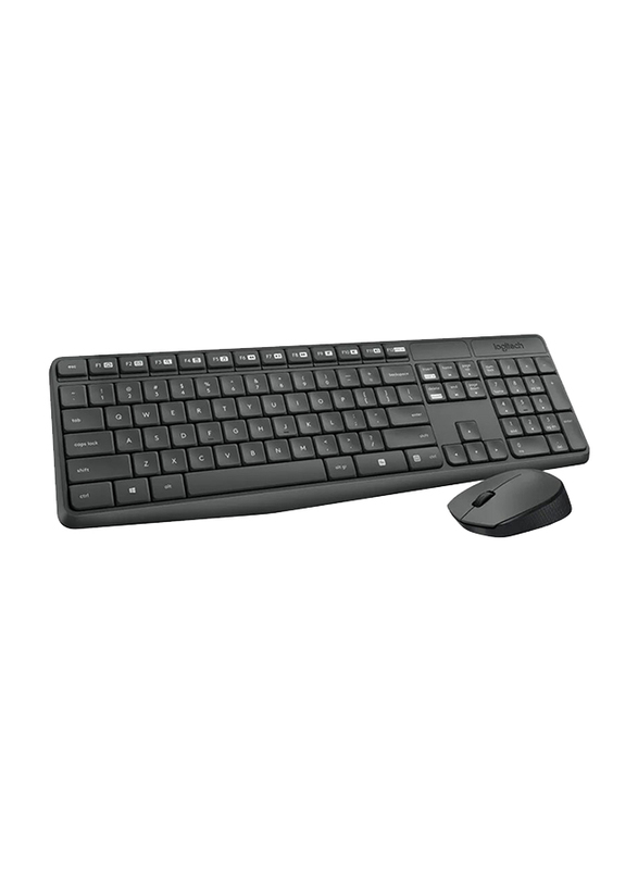 Logitech MK235 Wireless English Keyboard and Mouse Combo Set, Grey/Black