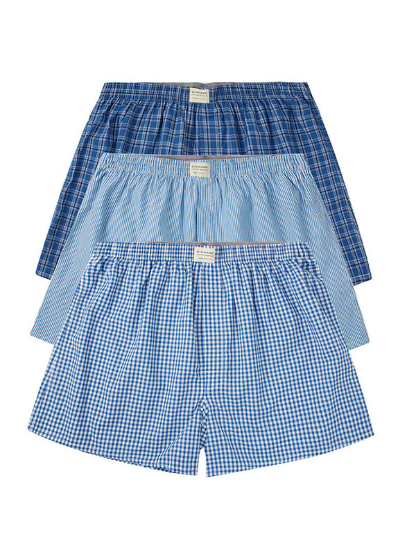 

Giordano 3-Piece Cotton Boxers Set for Men, Blue, Extra Large