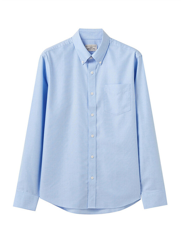 

Giordano Wrinkle Free Long Sleeve Shirt for Men, Medium, Light Blue