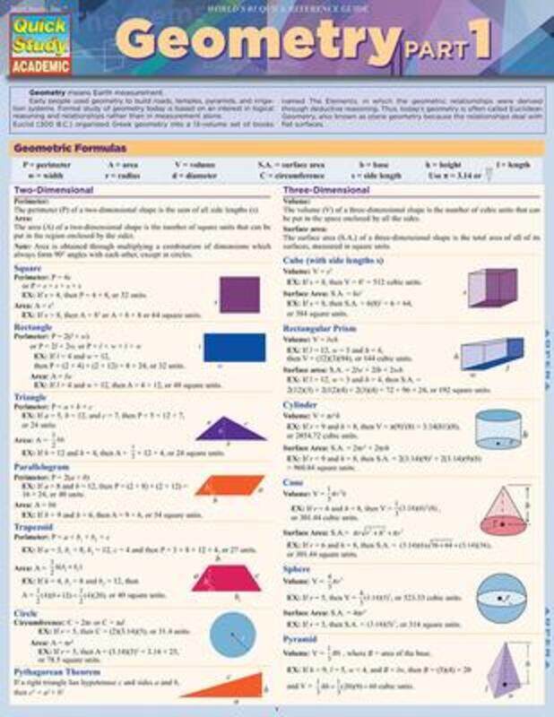 

Geometry Part 1: QuickStudy Laminated Reference Guide,Paperback, By:BarCharts, Inc.