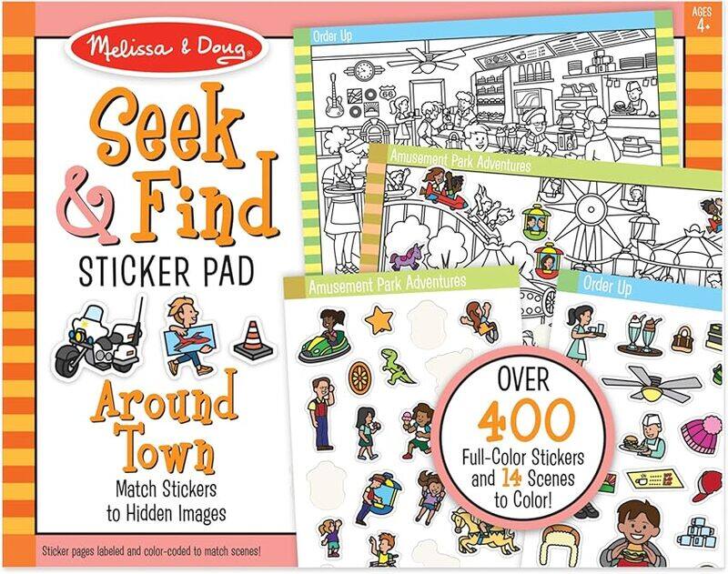 

Seek and Find Sticker Pad Around Town by Melissa & Doug..Paperback