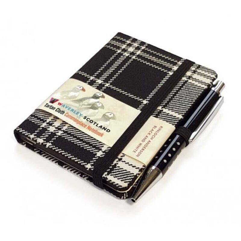 

Waverley ST S Black & White Mini with Pen Pocket Genuine Tartan Cloth Commonplace Notebook by Kate May-Hardcover