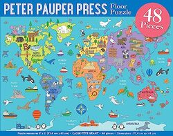 World Map Floor Puzzle , Hardcover by Peter Pauper Press