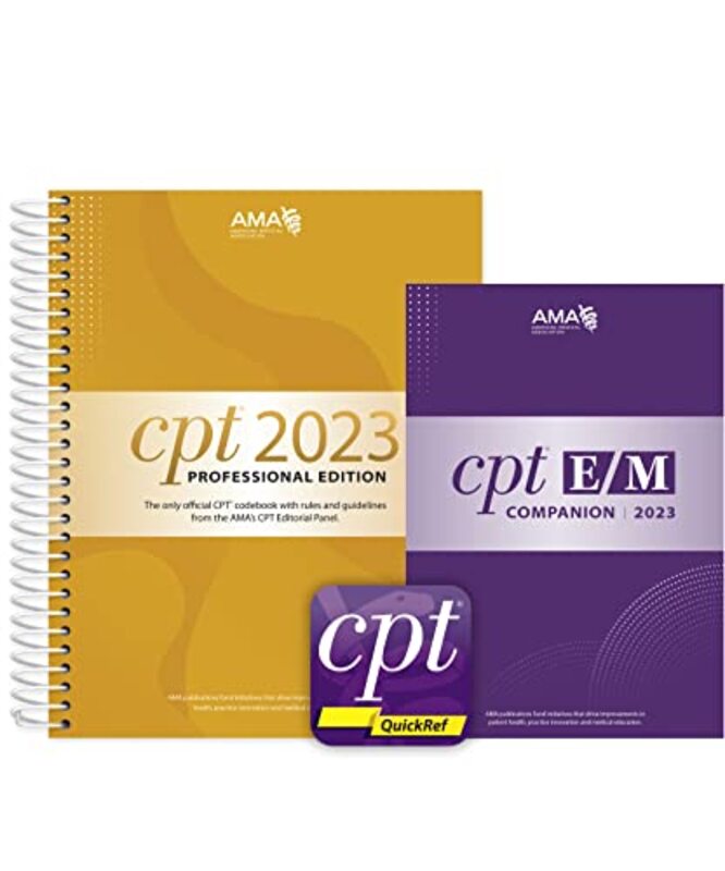 CPT Professional 2023 and E/M Companion 2023 and CPT QuickRef APP Bundle Paperback by American Medical Association