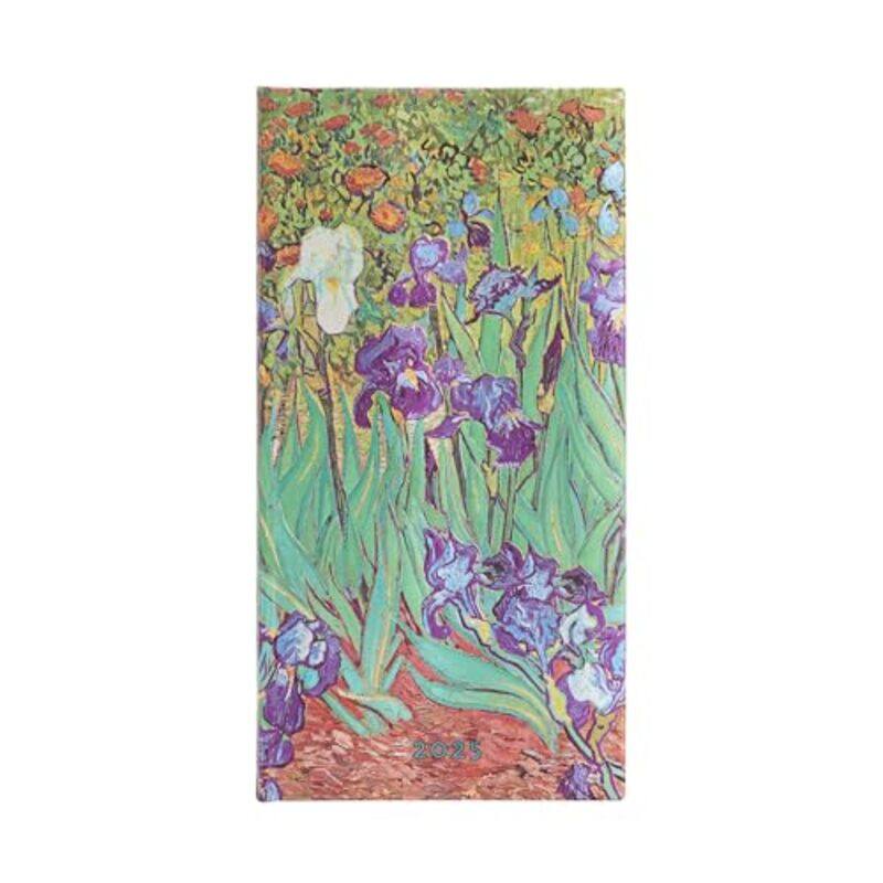 

Van Gogh’s Irises Slim 12-month Horizontal Hardback Dayplanner 2025 (Elastic Band Closure) by Paperblanks -Hardcover