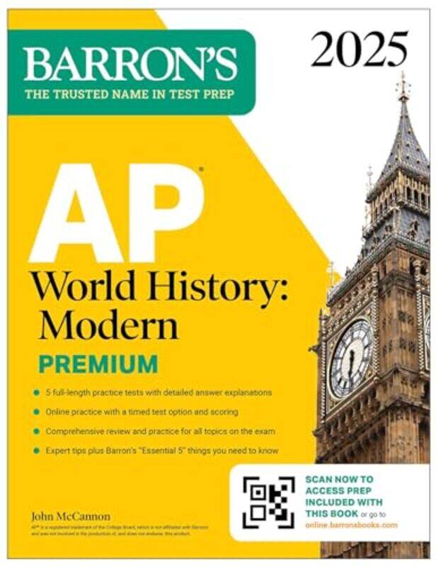 

Ap World History Modern Premium 2025 5 Practice Tests + Comprehensive Review + Online Practice By John Mccannon -Paperback