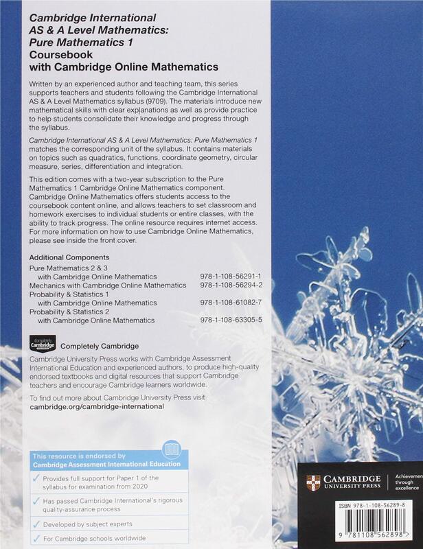 Cambridge International AS & A Level Mathematics: Pure Mathematics 1 Coursebook with Cambridge Online, Paperback Book, By: Sue Pemberton