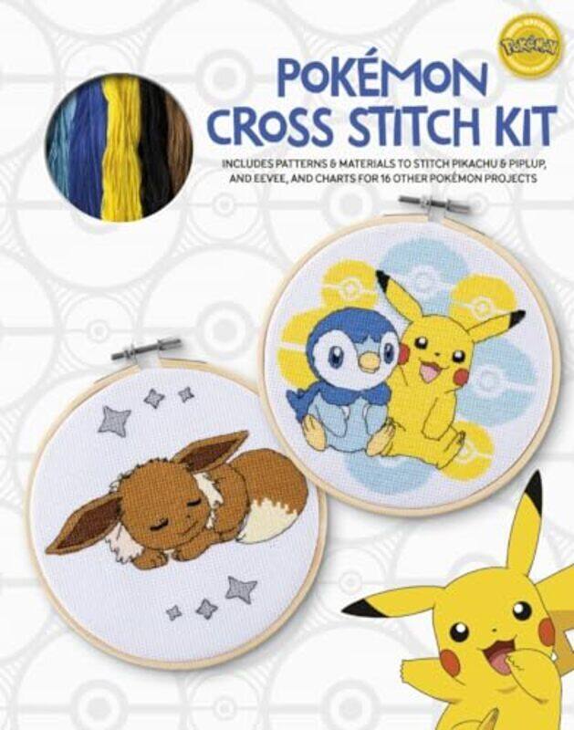 

Pokemon Cross Stitch Kit: Includes Patterns And Materials To Stitch Pikachu & Piplup, & Evee, And Ch By Diaz, Maria Paperback