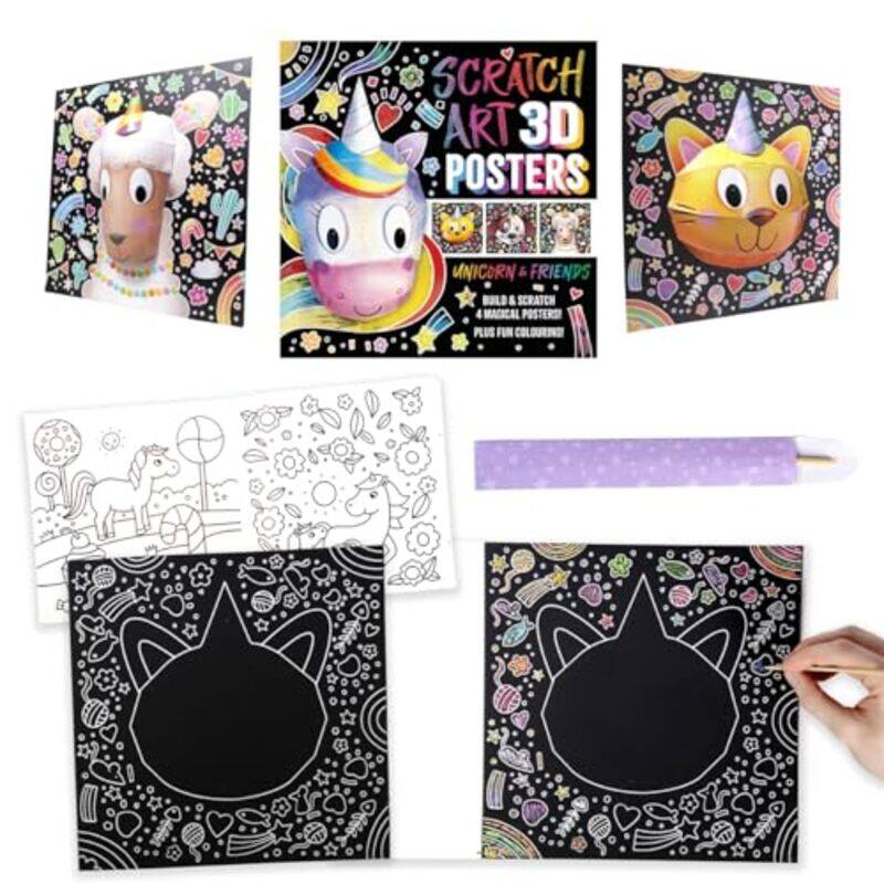 

Scratch Art 3D Posters Unicorn and Friends by Igloo Books-Paperback