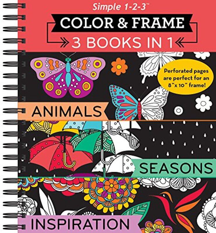 

Color & Frame - 3 Books in 1 - Animals, Seasons, Inspiration (Adult Coloring Book),Paperback,By:New Seasons