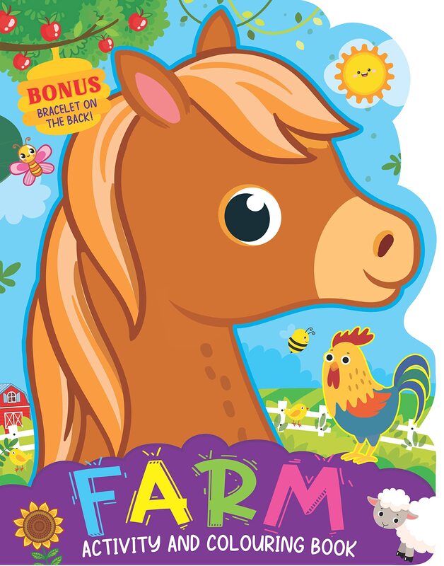 Farm Activity and Colouring Book- Die Cut Animal Shaped Book