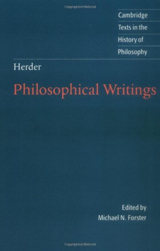 Herder Philosophical Writings by Herder, Johann Gottf..Paperback