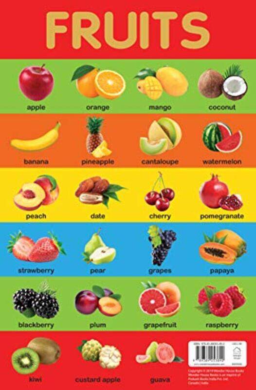 

Fruits Chart - Early Learning Educational Chart For Kids: Perfect For Homeschooling, Kindergarten an