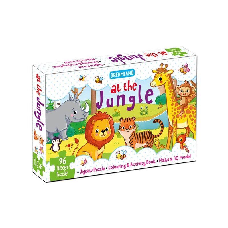 

At The Jungle Jigsaw Puzzle For Kids 96 Pcs With Colouring & Activity Book And 3D Model By Dreamland Publications Paperback