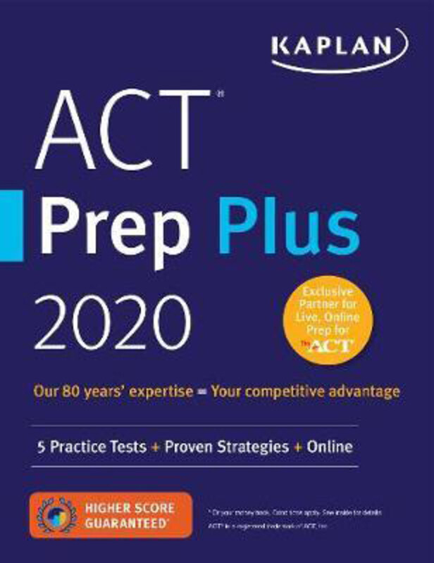 

ACT Prep Plus 2020: 5 Practice Tests + Proven Strategies + Online, Paperback Book, By: Kaplan Test Prep