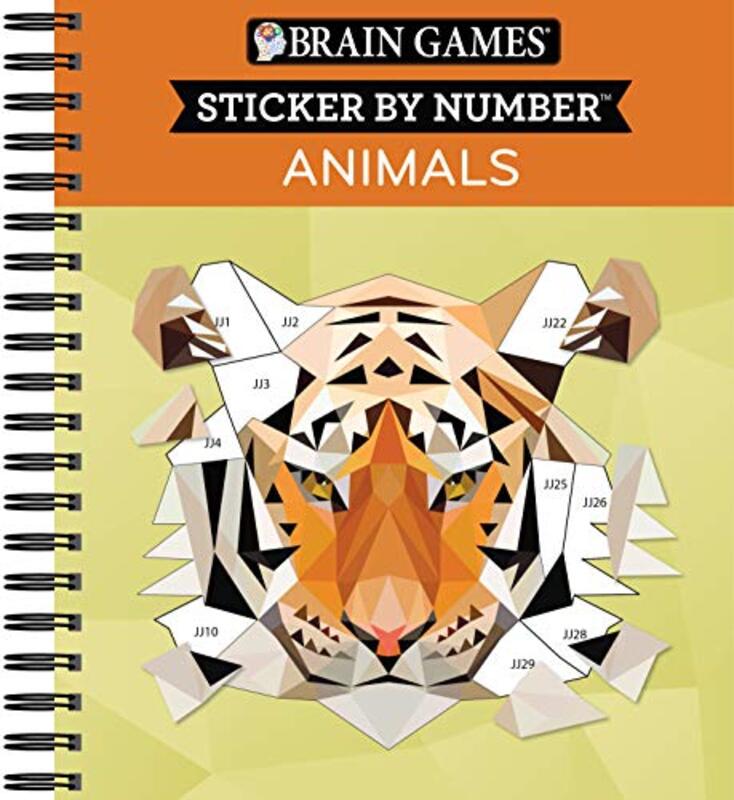 Brain Games Sticker By Number Animals 2 Books In 1 42 Images To Sticker by Publications Interna..Paperback