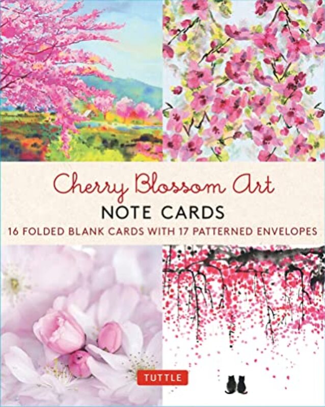 Cherry Blossom Art, 16 Note Cards: 16 Different Blank Cards with Envelopes in a Keepsake Box!,Paperback by Tuttle Studio