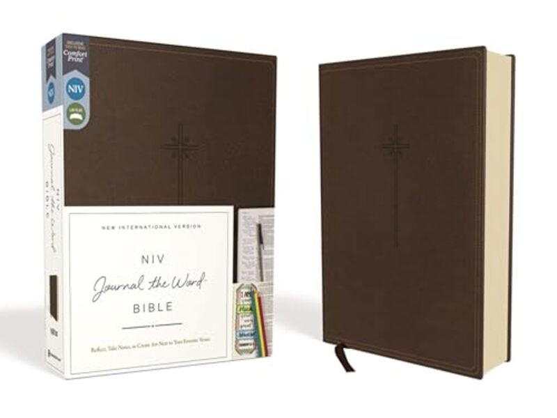 Niv Journal The Word Bible Perfect For Notetaking Leathersoft Brown Red Letter Comfort Print By Zondervan - Paperback