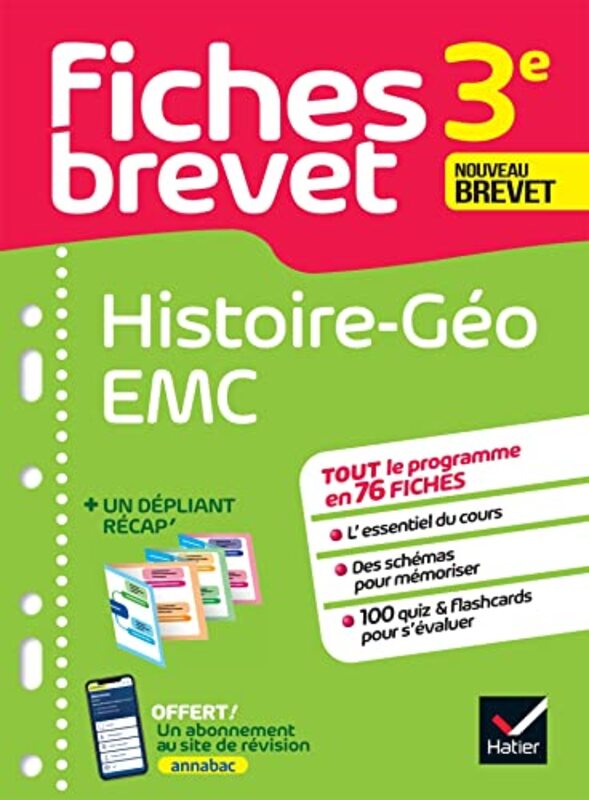 Fiches Brevet HistoireGeographie Emc 3E Brevet 2024 Fiches De Revision & Quiz by D'Hoop/Holstein - Paperback