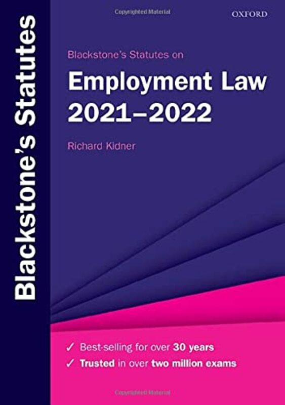 Blackstones Statutes on Employment Law 2021-2022,Paperback by Richard Kidner (Emeritus Professor of Law, Aberystwyth University)