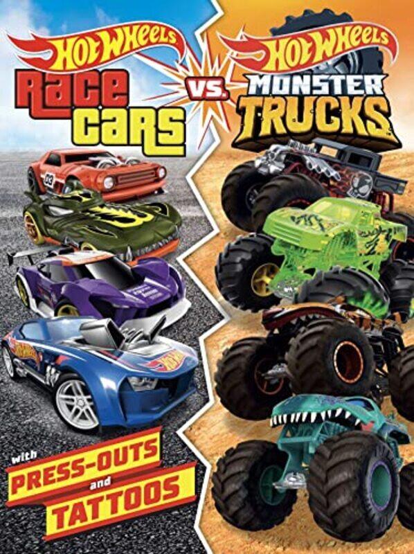 

Hot Wheels Race Cars Vs Monster Trucks 100% Officially Licensed By Mattel Activities Tattoos & By Mattel -Paperback