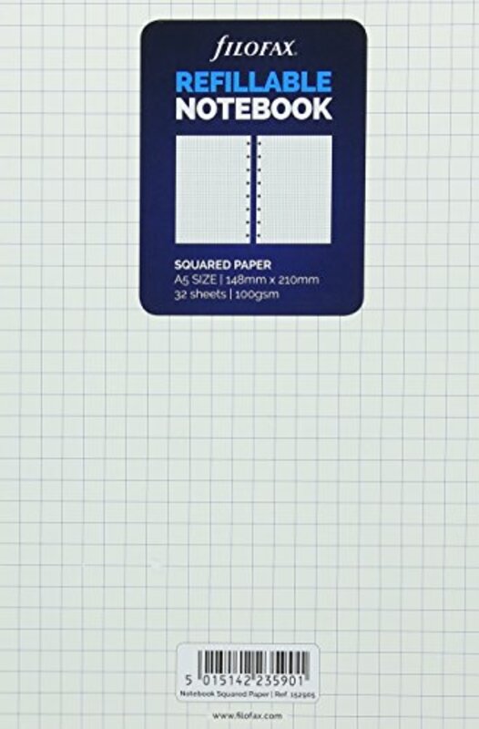 Filofax A5 Notebook Refill  Squared Paper White By Filofax - Paperback