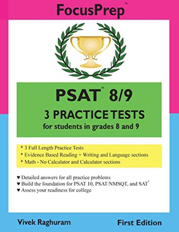 PSAT 89 3 Practice Tests for students in grades 8 and 9 by Raghuram, Vivek - Paperback