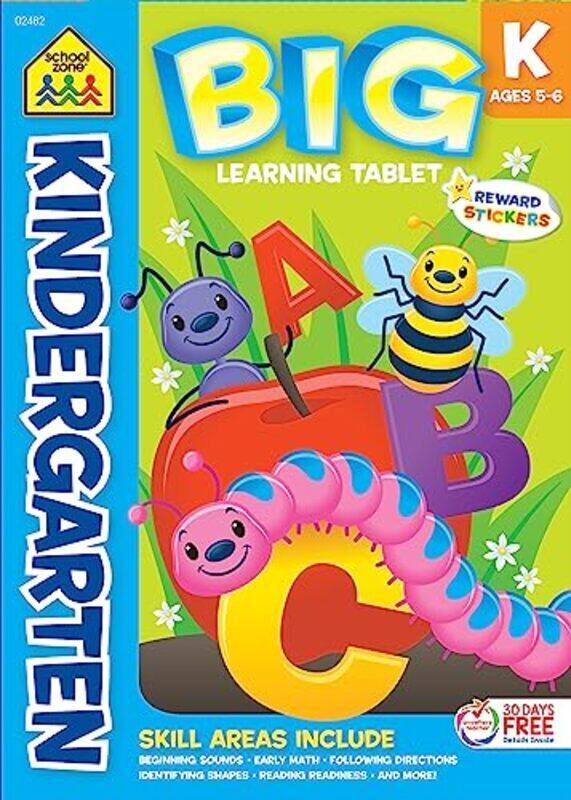 

School Zone - Kindergarten Big Learning Tablet Workbook - 240 Pages, Ages 5 to 6, Stickers, Alphabet , Paperback by Joan Hoffman