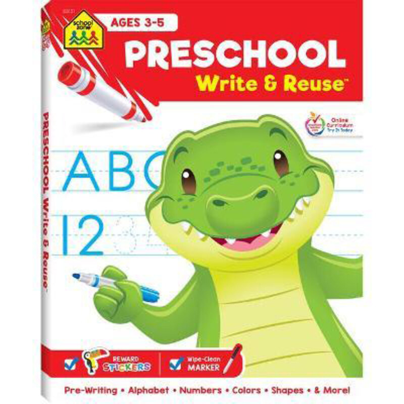 

School Zone Preschool Write & Reuse Workbook, Paperback Book, By: School Zone