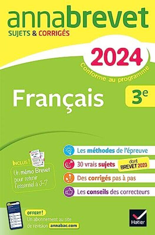 

Annales Du Brevet Annabrevet 2024 Francais 3E - Sujets Corriges & Methodes Du Brevet By Formond/Taquechel Paperback