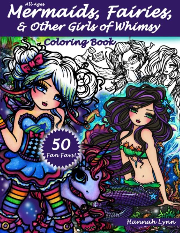 Mermaids Fairies & Other Girls Of Whimsy Coloring Book 50 Fan Favs By Lynn, Hannah Paperback