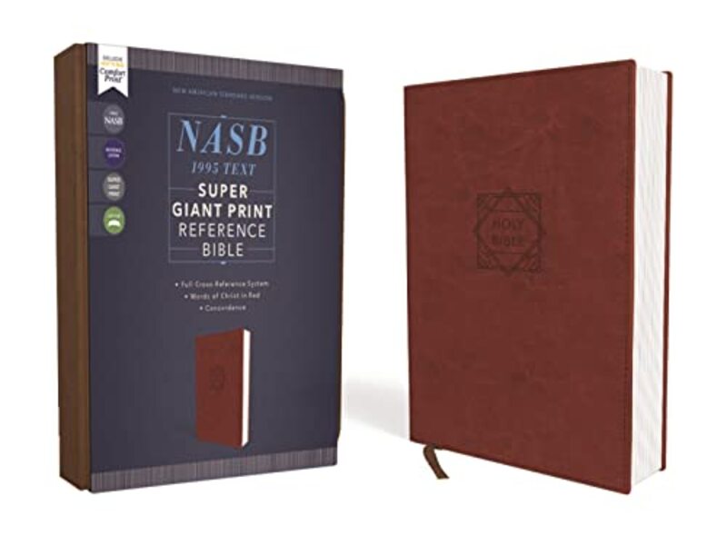 NASB, Super Giant Print Reference Bible, Leathersoft, Brown, Red Letter, 1995 Text, Comfort Print , Paperback by Zondervan