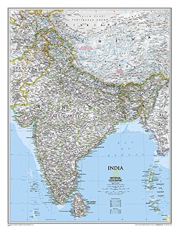 India Classic Tubed Wall Maps Countries & Regions Maps, National Geographic Paperback