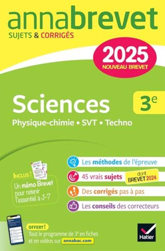 

Annales Du Brevet Annabrevet 2025 Sciences Physiquechimie Svt Technologie 3E Nouveau Brevet by Jeannin/Madani - Paperback