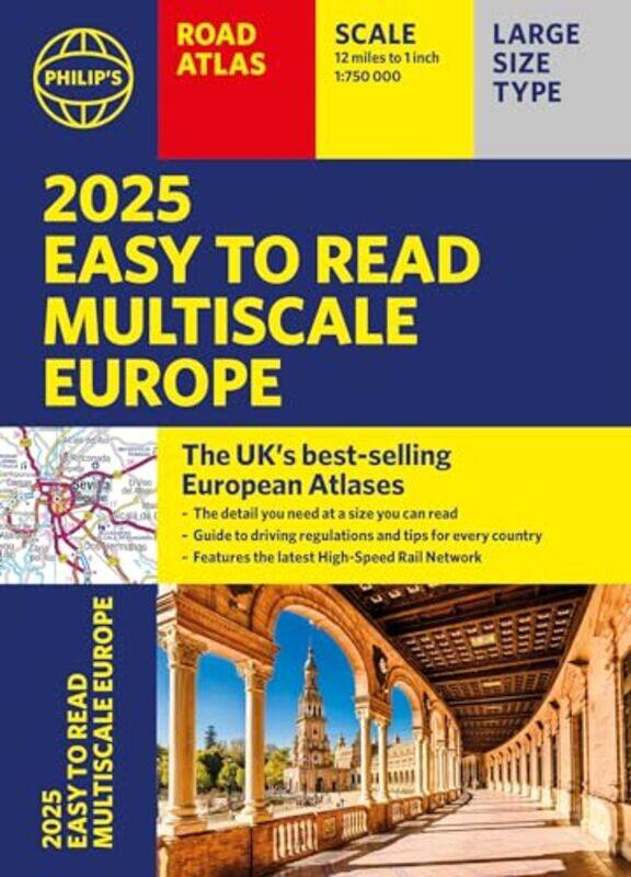 

2025 Philip's Easy to Read Multiscale Road Atlas of Europe by Philip's Maps -Paperback