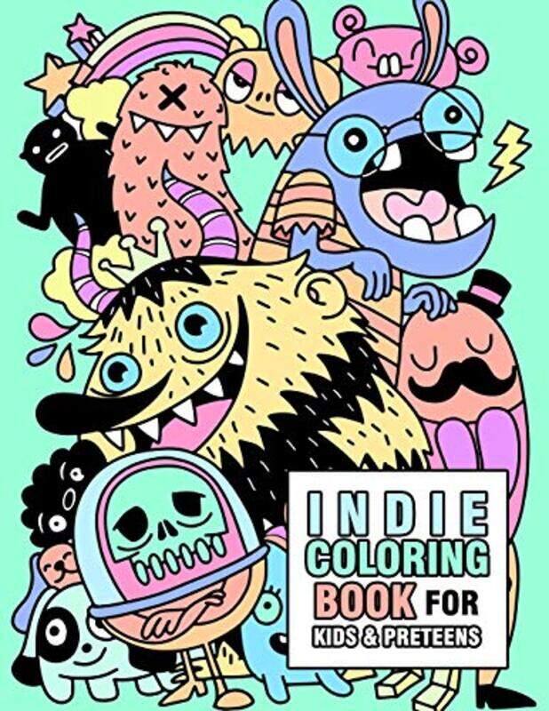 

Indie coloring book for kids and preteens: Cute Indie Monsters, ghosts, robots, toys and animals col,Paperback,By:Coloring-Books, Lisa