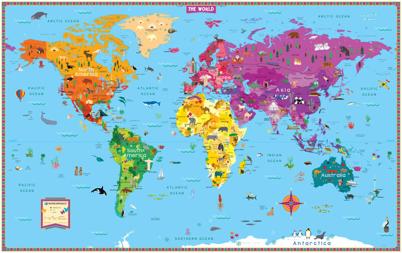 

Kids' Illustrated World Wall Map Folded, Sheet Map, By: Rand McNally