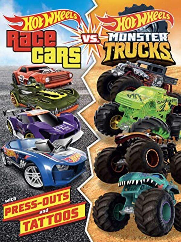 

Hot Wheels Race Cars Vs Monster Trucks 100% Officially Licensed By Mattel Activities Tattoos & By Mattel -Paperback
