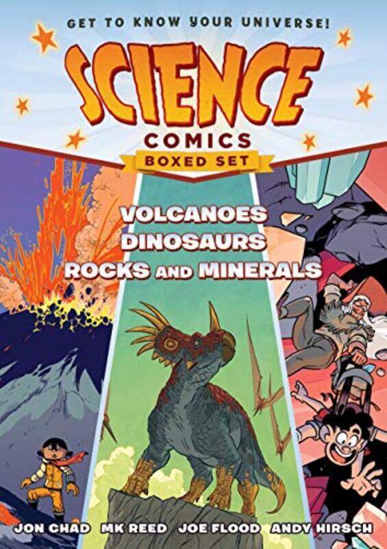 

Science Comics Boxed Set: Volcanoes, Dinosaurs, and Rocks and Minerals , Paperback by Chad, Jon - Reed, MK - Flood, Joe - Hirsch, Andy