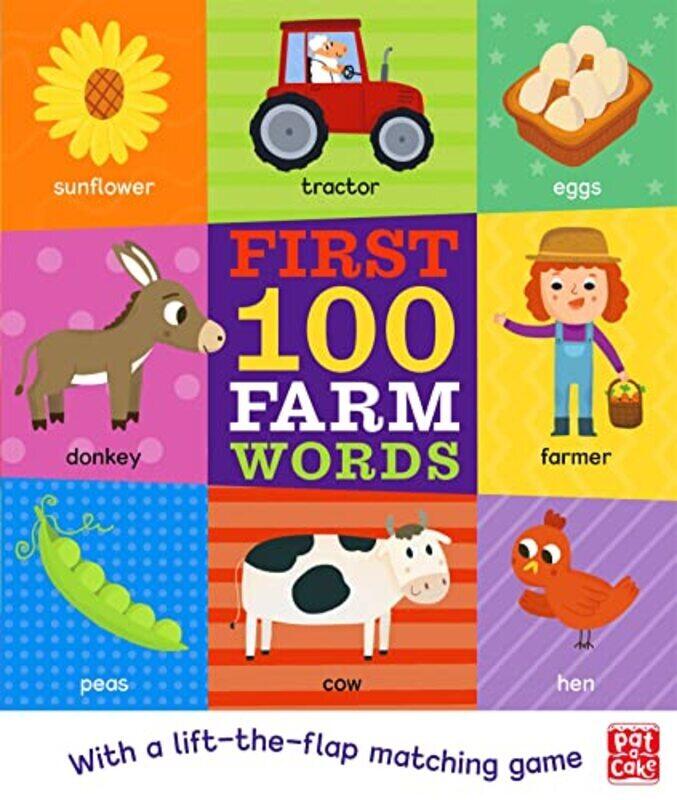 

First 100 Farm Words A Board Book With A Lifttheflap Matching Game By Pat-A-Cake - Paperback