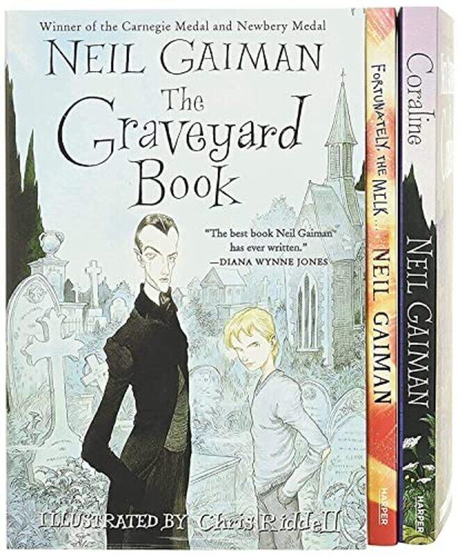 

Neil Gaiman/Chris Riddell 3-Book Box Set: Coraline; The Graveyard Book; Fortunately, the Milk,Paperback,By:Gaiman Neil