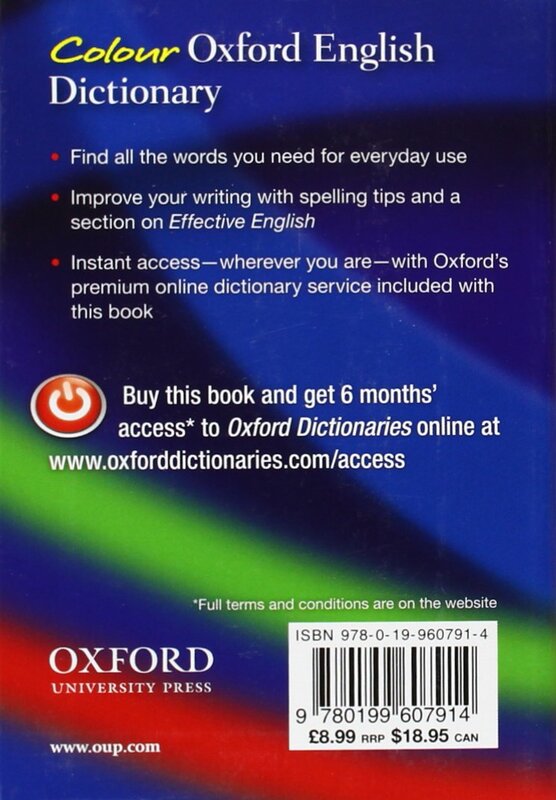 Colour Oxford English Dictionary: 90, 000 Words, Phrases, and Definitions, Paperback Book, By: Oxford Languages