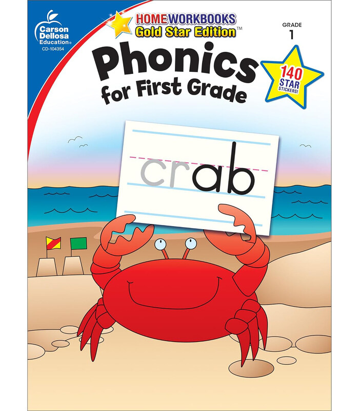 

Phonics for First Grade, Grade 1: Gold Star Edition, Paperback Book, By: Carson-Dellosa