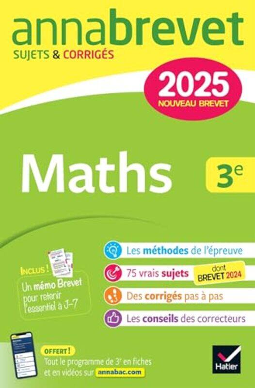 

Annales Du Brevet Annabrevet 2025 Maths 3E Nouveau Brevet Sujets Corriges And Methodes Pour Reussi by Demeillers/Boudier - Paperback