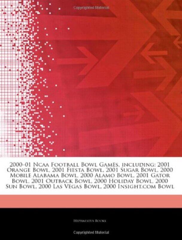 

Articles on 2000a 01 NCAA Football Bowl Games Including by Alison Bristol Dental Hospital UK ChapmanSimon H Professional writer UK Felton-Paperback