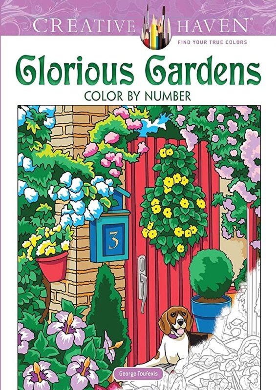 

Creative Haven Glorious Gardens Color by Number Coloring Book, By: George Toufexis