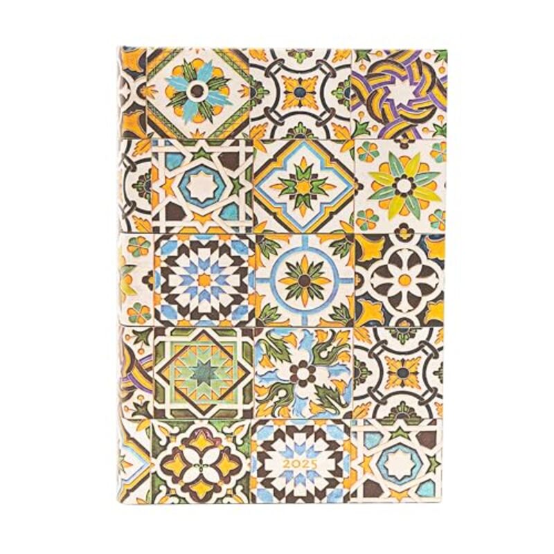 Porto (Portuguese Tiles) Midi 12-month Day-at-a-time Hardback Dayplanner 2025 (Elastic Band Closure) by Paperblanks -Hardcover