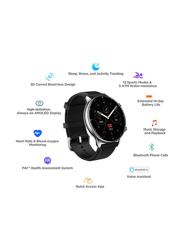Amazfit GTR 3 Smartwatch, GPS, Black