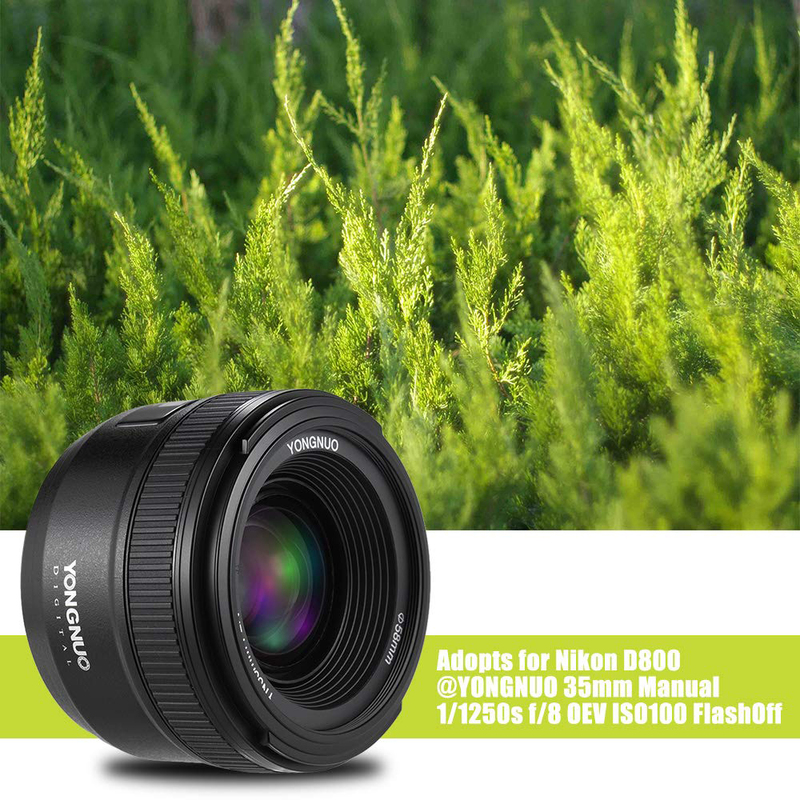 Yongnuo YN35mm F2N 35mm f2.0 Wide-Angle AF/MF Fixed Focus Lens F Mount for Nikon Cameras, Black