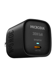 Microdia Fixed UK Plug Smartcube 30W Single USB-C Wall Charger, Black